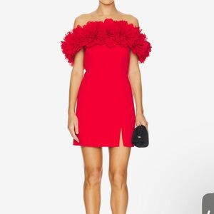 NADINE MERABI Strapless Red Floral Dress NWT